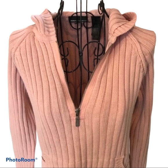 DKNY JEANS 1/4 Zip Sweater Hoodie Size Large - Picture 2 of 7